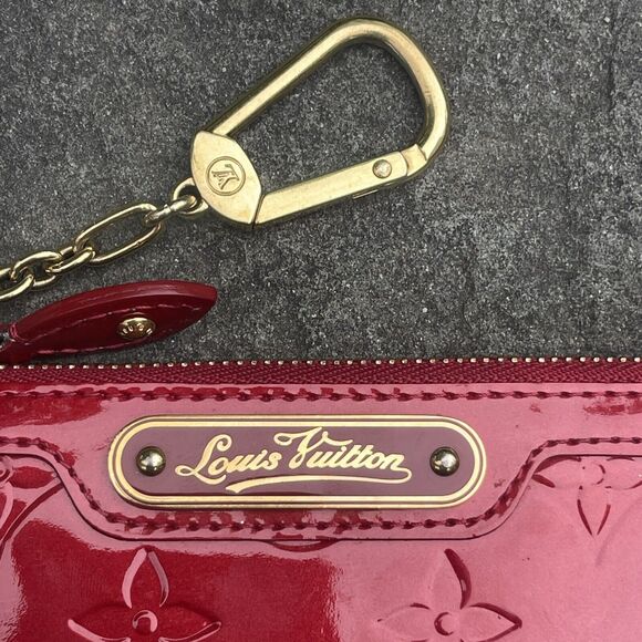 Louis Vuitton Red Vernis Pochette Key Cles Card Case Coin Purse - Picture 2 of 12